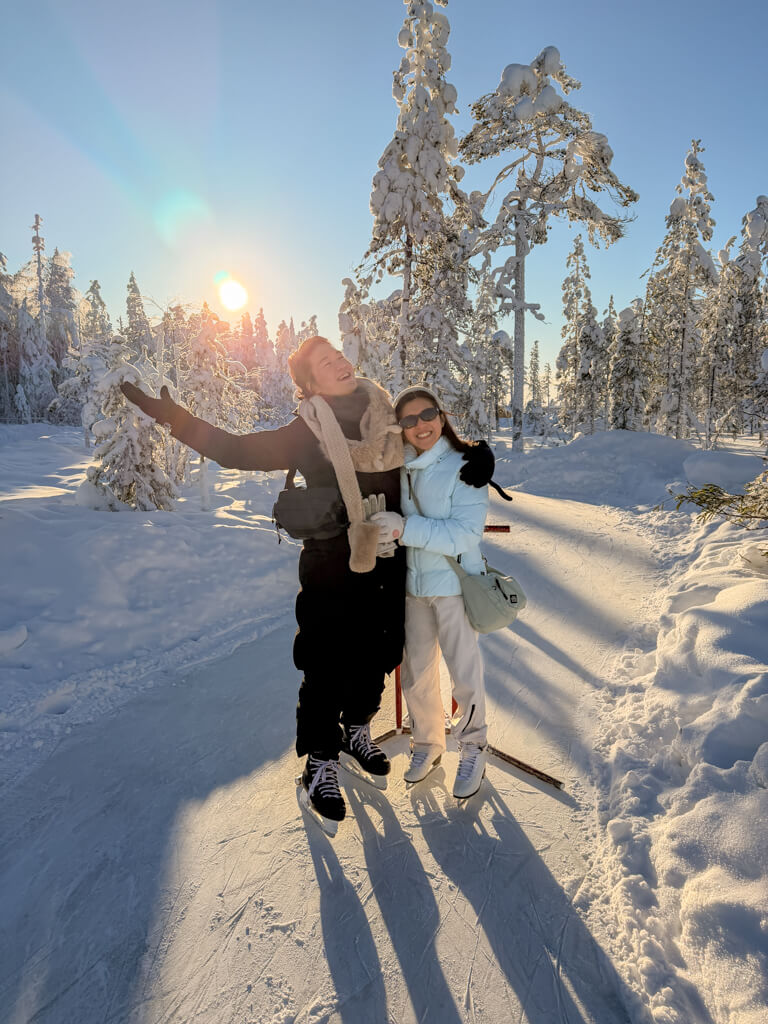 ice skating at kotatieva winter park rovaniemi finland _ laugh travel eat